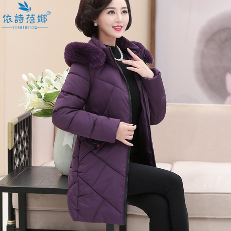 2018新款中老年女棉衣中年人中长款棉袄妈妈冬装加厚羽绒棉服外套商品大图