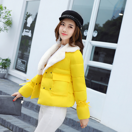 千湘语羽绒棉服时尚外套女装冬季韩版棉衣女短款修身显瘦棉袄轻薄商品大图
