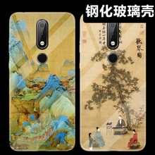 中国复古风图画艺术诺基亚x7/x6手机壳钢化玻璃n8/n7plus镜面女款