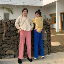 子女 宽松高腰休闲裤 休闲裤 显瘦裤 女2019春季韩版 ziling吱呤