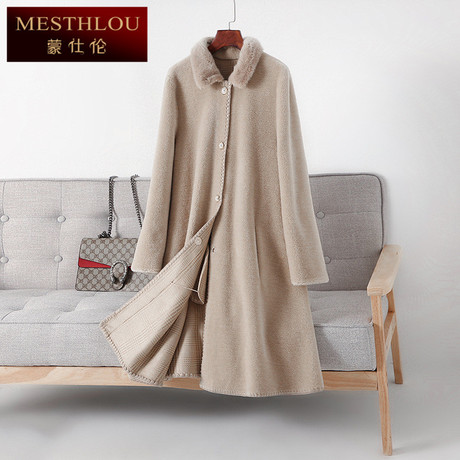 MESTHLOU女皮草外套2018秋冬季时尚大衣领中长款女装外套sy830商品大图