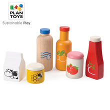 进口PlanToys3432美食佳饮套木制儿童厨房过家家油盐酱醋仿真玩具