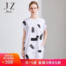 玖姿2018夏季新款蝙蝠袖短袖圆领长款纯棉T恤女修身上衣图片