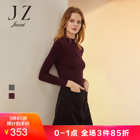 玖姿奥莱店2018冬新款长袖套头羊毛针织衫女毛衫商品大图