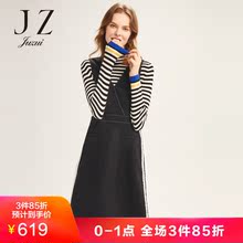 JUZUI/玖姿奥莱2018秋装新款侧条纹中长款无袖外搭连衣裙女图片