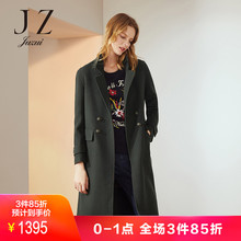 JUZUI/玖姿女装2018冬装复古双排扣中长羊毛双面毛呢外套大衣图片