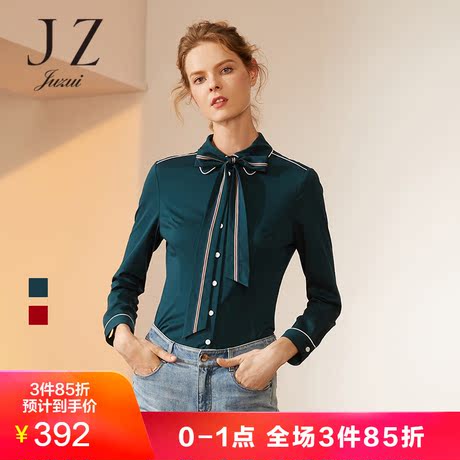JUZUI/玖姿2018秋装新款时尚韩版系带睡衣风衬衫女上衣商品大图