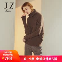 JUZUI/玖姿2018冬高领套头蝙蝠袖牦牛绒混纺针织毛衫套头毛衣图片