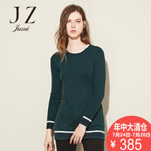JUZUI/玖姿2018秋装新款正品 墨绿通勤套头圆领毛针织衫毛衣图片