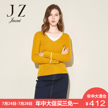 JUZUI/玖姿奥莱店2018冬装新款V领套头毛衫女图片