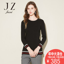 JUZUI/玖姿奥莱店2018秋装新款黑色修身显瘦圆领气质羊毛毛衫女图片