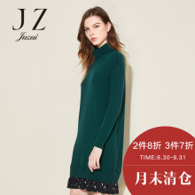 JUZUI/玖姿-长袖上衣旗舰店新款高领中长款休闲羊毛毛衫图片