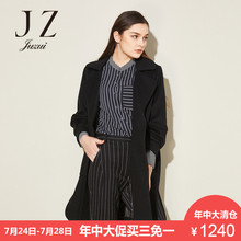 JUZUI/玖姿奥莱旗舰店2018冬装新款外套纯色单排扣口袋羊毛大衣女图片