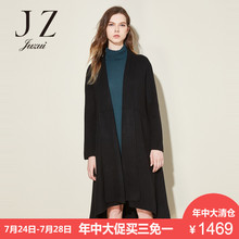 JUZUI/玖姿奥莱旗舰店2018冬装新款V领中长纯色毛呢大衣女图片