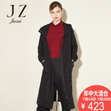 JUZUI/玖姿奥莱店秋新款拉链中长款休闲长袖经典风衣女装外套图片