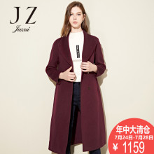 JUZUI/玖姿奥莱旗舰店2018纯色外套翻领长袖双面呢羊毛大衣女图片