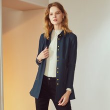 JUZUI/玖姿奥莱店2018秋装新款长袖衬衫女纯色典雅衬衣图片