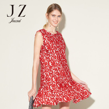 玖姿JUZUI/玖姿2018春季新款连衣裙女网格刺绣百褶裙裙子女图片