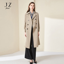 JUZUI/玖姿/2018春新款双排扣外套翻领中长风衣女图片