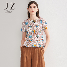 JUZUI/玖姿2018夏装新款修身上衣印花时尚上衣女图片