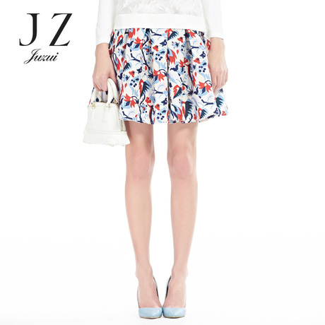 JUZUI/玖姿2016旗舰店女春装新修身撞色印花a字半身短裙商品大图