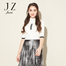 JUZUI/玖姿奥莱店2018秋季新款女上衣中袖套头毛衫图片