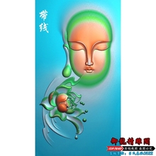 精雕图半身佛头挂件JDP挂件浮雕图BMP灰度图GFC-004佛头莲花46牌