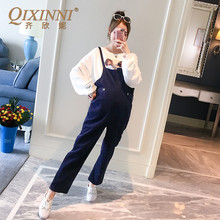 QIXINNI孕妇背带裤 春秋2018新款 灯芯绒外穿孕妇裤 子秋HW1031 大码
