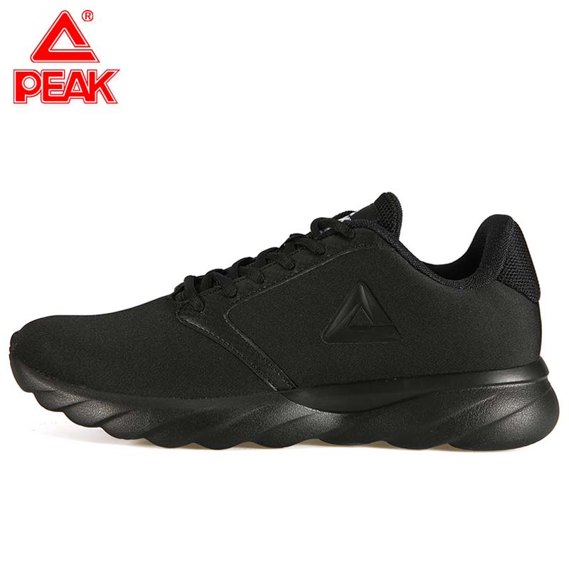 PEAK Men's Running Shoes Spring and Autumn Season Men's Running Shoes Lightweight Small Black Shoes Black Sports Shoes Men's All Black Casual Shoes