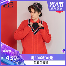 潮流男女通用大V领中长款 FUSION斐乐冬季新款 编织衫 时尚 FILA