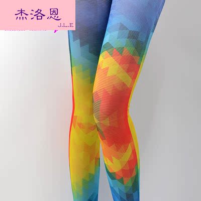 JLE.18渐变色丝袜印花袜提花连裤袜春秋纹身丝袜 日系丝袜打底袜