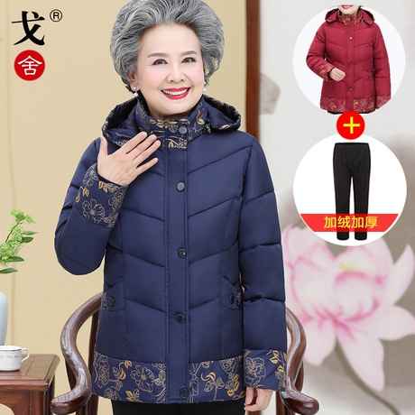 中老年人冬装女棉衣奶奶60岁外套妈妈洋气短款羽绒棉服70老人衣服商品大图