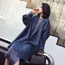 2018流行大衣韩版毛呢外套女冬学生森系秋中长款宽松小个子女装图片