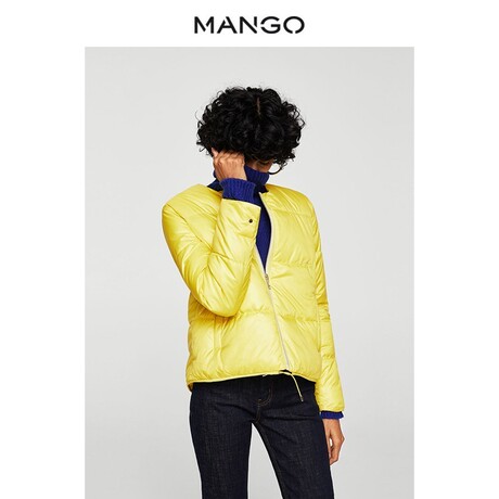 MANGO女装2018春季新款侧袋短款棉服夹克 时尚圆领外套女23080368商品大图
