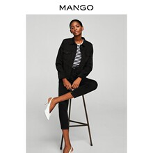 MANGO女装2018春季新款黑色翻领牛仔夹克 系扣长袖外套23030351图片