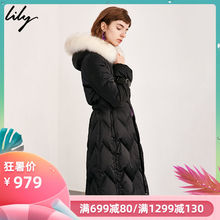 鹅绒狐狸毛领 加厚真毛领长款 Lily冬新款 收腰羽绒服女