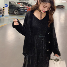 仙女过膝鸡心领纱裙长款 雪纺性感夜总会气质新款 连衣裙女春秋薄款