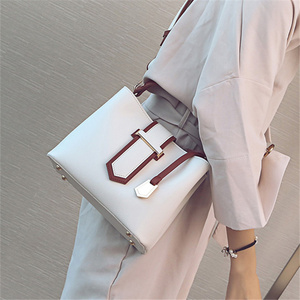 撞色手拎水桶包通勤单肩包