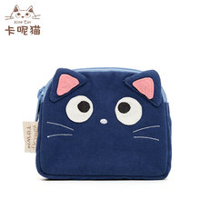 台湾进口KINE猫可爱卡通纯棉双层拉链袋零钱包硬币包卡包口红包女