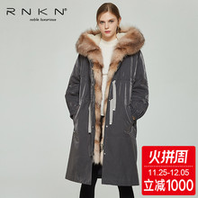 派克服女2018冬新款獭兔内胆中长款修身显瘦尼克服韩版皮草女装冬图片
