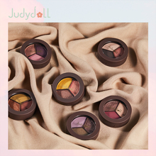 Judydoll橘朵丝柔炫彩三色眼影盘大地橘棕黄色珠光闪片亮片初学者