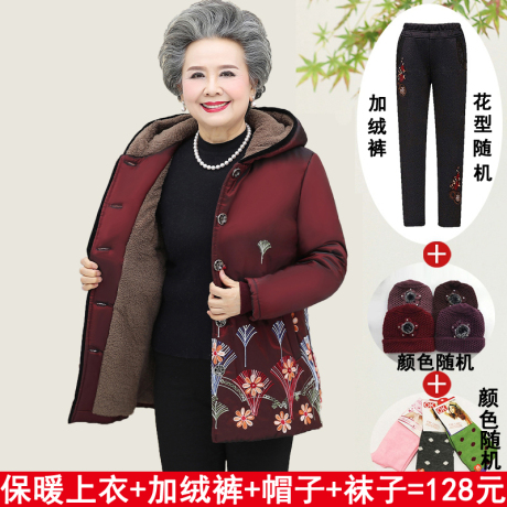 老人棉衣女奶奶装冬装60-70岁中老年人女装外套加绒加厚妈妈棉袄商品大图