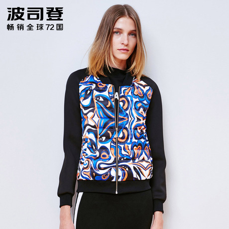 波司登春秋冬季短款欧美女款轻薄棒球衫羽绒服时尚撞色潮B1501036商品大图
