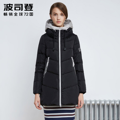 波司登女商场同款保暖冬季连帽韩版通勤修身时尚羽绒服B1601250N商品大图