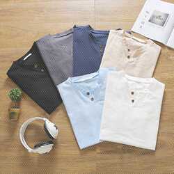 t恤男士短袖2019夏季新款男装白色韩版潮流v领亚麻体恤半袖上衣服