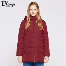 冰洁秋冬中长款羽绒服女反季清仓时尚连帽纯色显瘦J70140006B图片