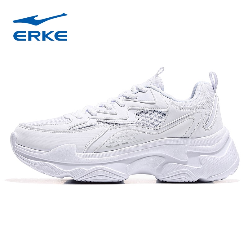 ERKE Sports Shoes Women's Shoes Autumn New 2019 Breathable Mesh Casual Shoes White Elevated Running Shoes