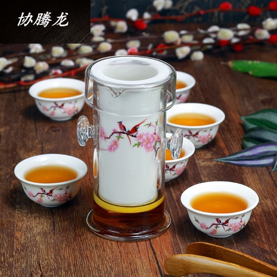 协龙腾【露珠荷花】红茶陶瓷 功夫茶具套装 整套茶壶玻璃泡茶器茶