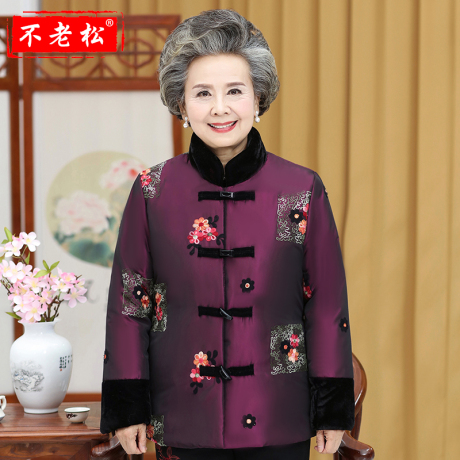 老太太冬天棉袄老年奶奶装羽绒棉衣60-70-80岁中老年妈妈加厚棉服商品大图