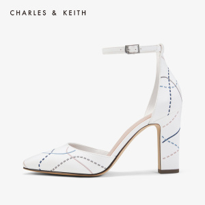 CHARLES＆KEITH低帮鞋CK1-61680039-A抽象线条饰女士奥赛高跟鞋